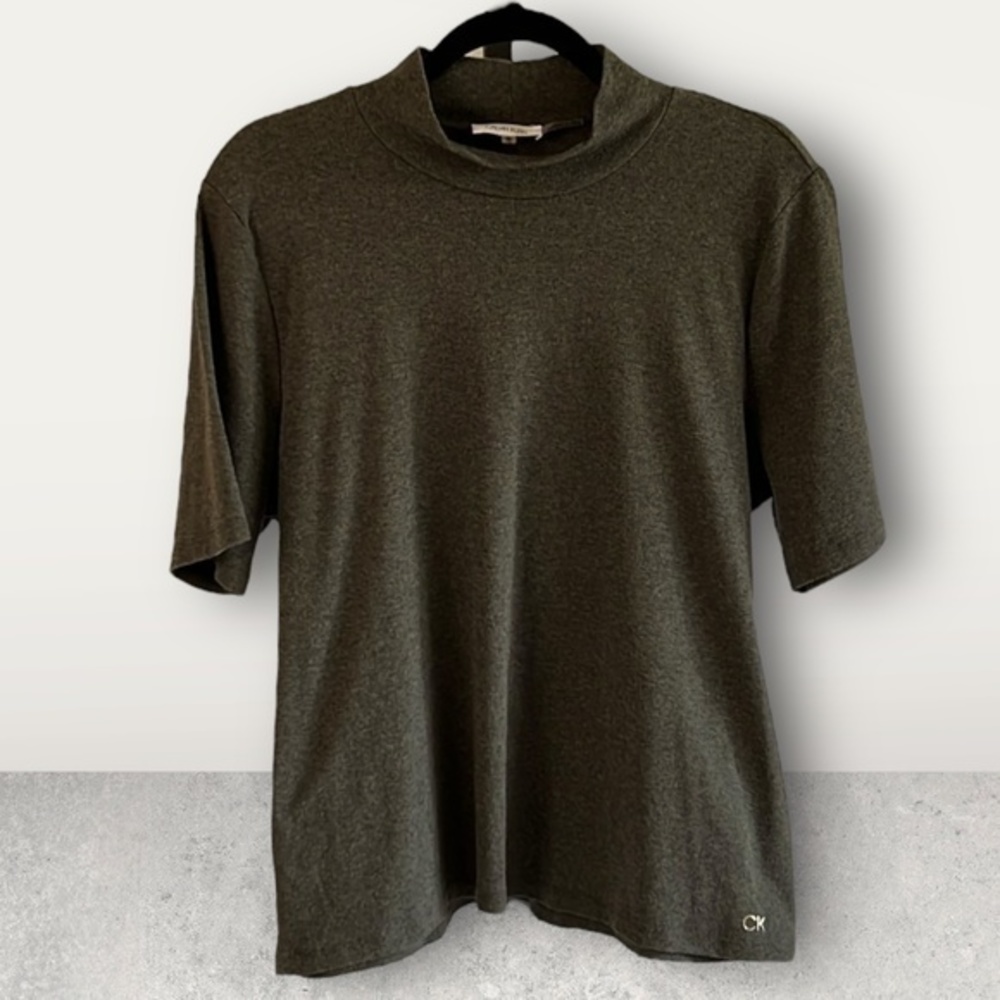 Calvin Klein Grey Fitted Short-Sleeve Top XL